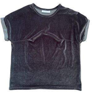 Eve + Enoch Olive Green Velvet Short Sleeve T-Shirt - Size XS